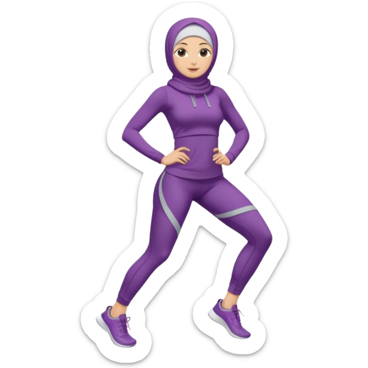 High resolution full body of a girl wearing a hijab and is a fitness trainer sticker