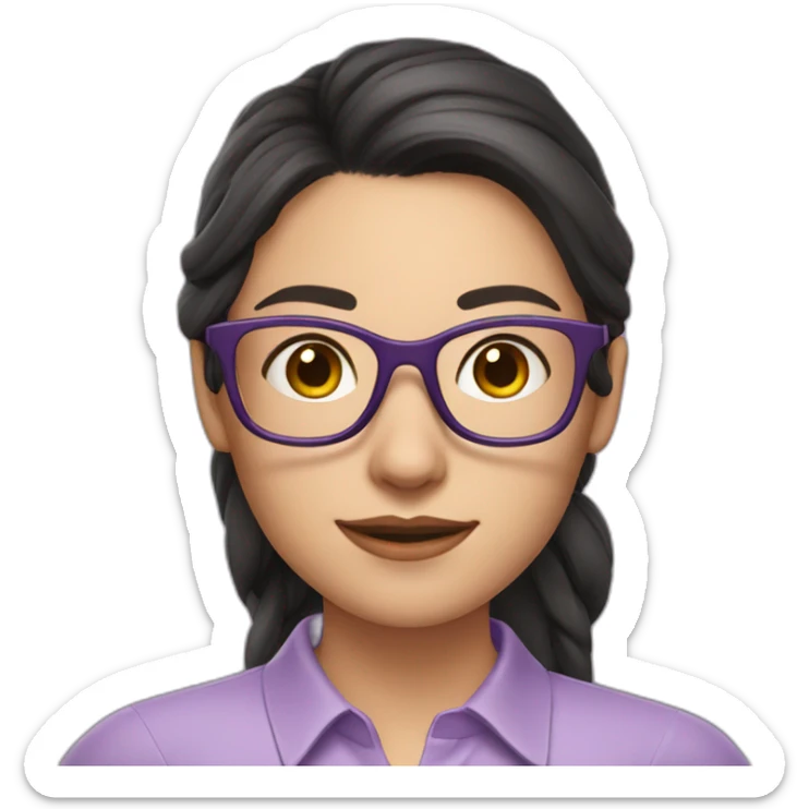 girl teacher in glasses with dark hair teacher in a lilac shirt sticker
