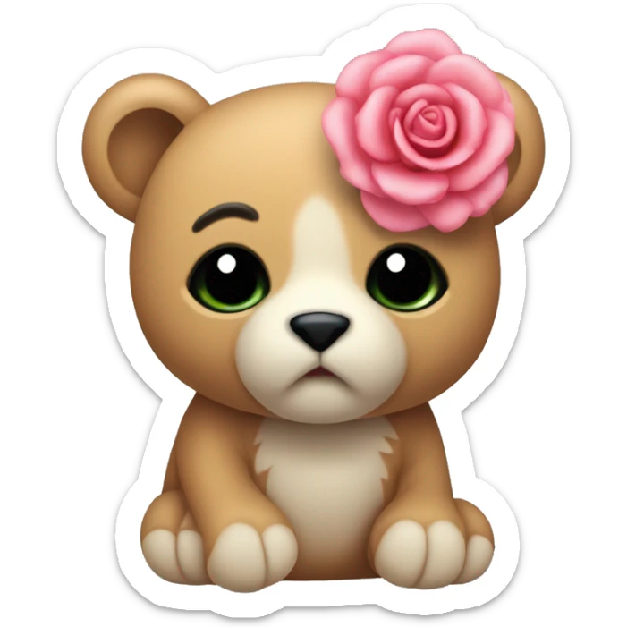 Osito de peluche con una rosa marchita en su mano sticker