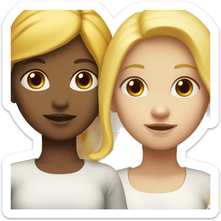 "Two girls, one white skin with yellow hair, one white skin with red hair." sticker