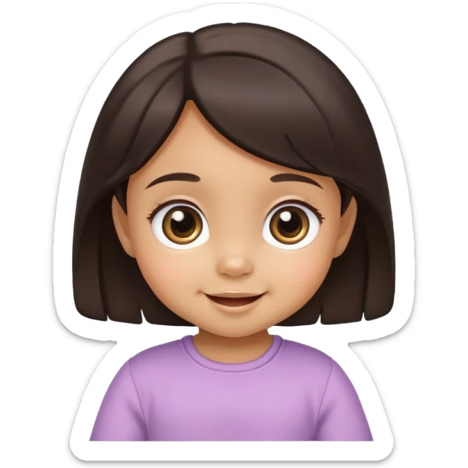 smiling baby girl with big eyes, medium skin tone, and dark hair sticker