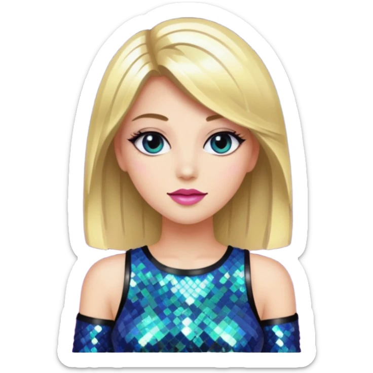 fancy straight  hair girl with night club outfits sticker