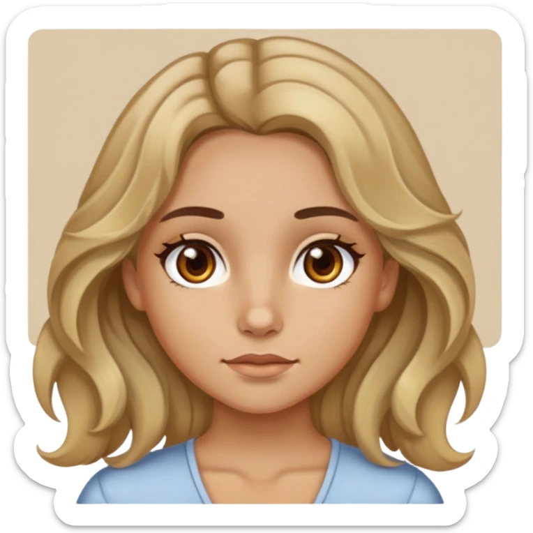 girl, tan-ish skin, brown eyes, wavy dirty blonde hair w a middle part? sticker