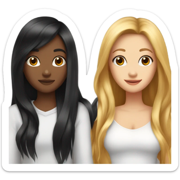 One pretty long black hair girl with her red hair girl blonde hair girl and brunette hair girl friend group sticker