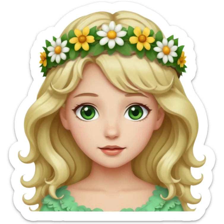 Pretty girl with wavy fair hair and green eyes abd white skin sticker