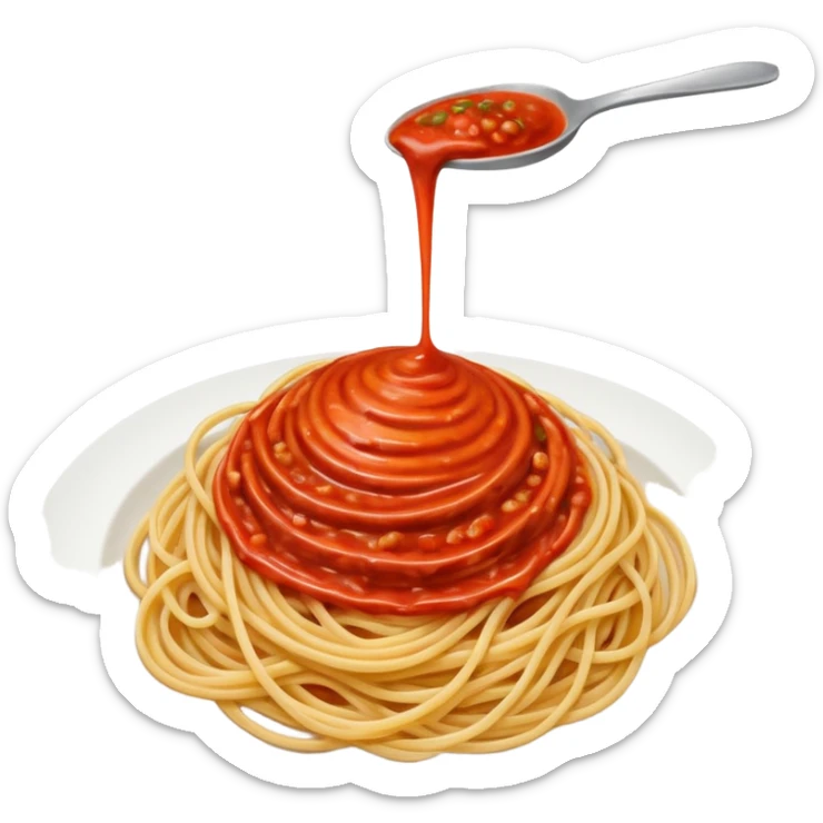 pasta swirl of spaghetti all'assasina, no fork, sauce mixed into the spaghetti sticker