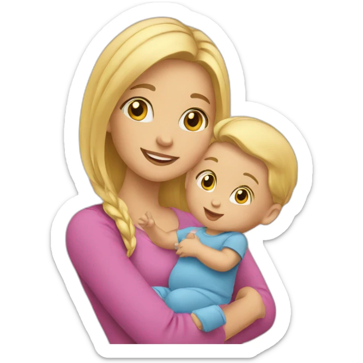 Blond-Girl-with-baby sticker