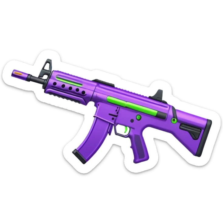  shooter game with this color purple  and neon green make it as an assult rifle sticker