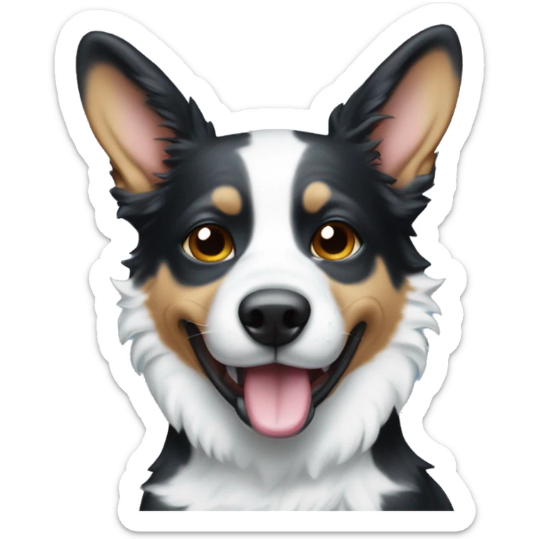 Black and white blue healer with spot over his eye with his tongue out sticker