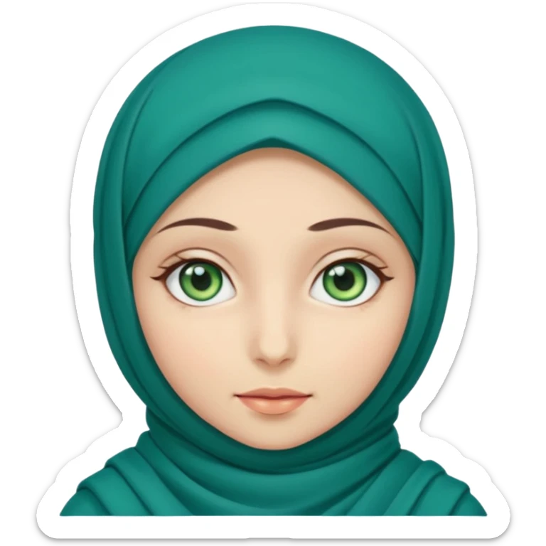 a girl wearing a hijab and has green and blue eyes sticker