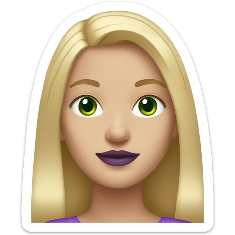 straight medium Blonde haired girl with Green eyes & purple lipstick sticker