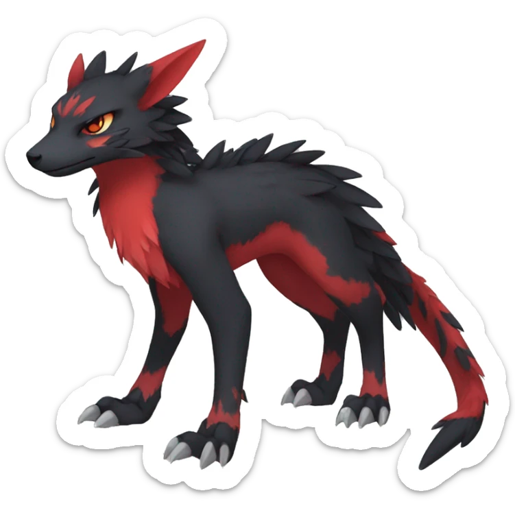 Anthro Cute cool black red nargacuga animal hybrid Fakemon full body sticker