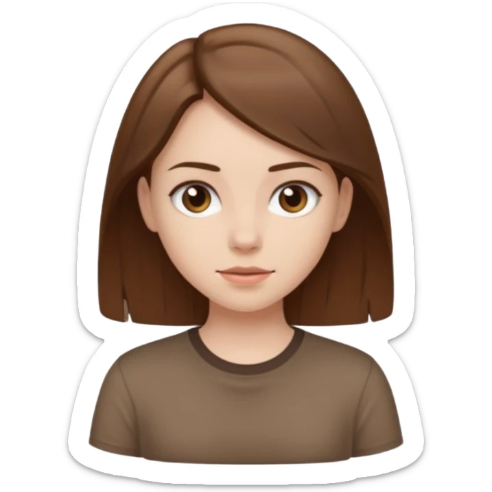 Pale girl brown hair and wearing brown shirt  sticker