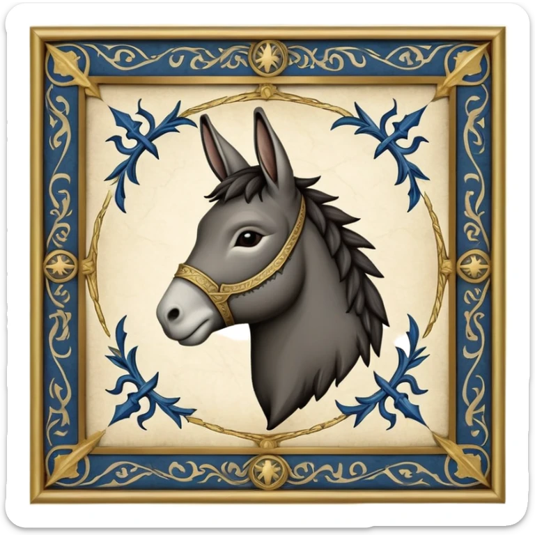 Democratic Party Donkey but in a Game Of Thrones Intro Sigil Form - in a square picture frame sticker