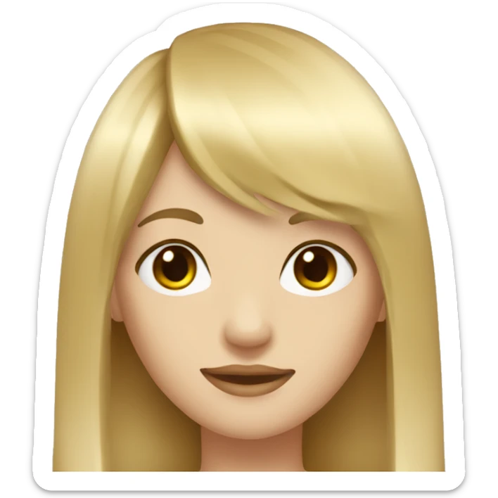Blonde long straight hair girl with bangs and brown eyes sticker