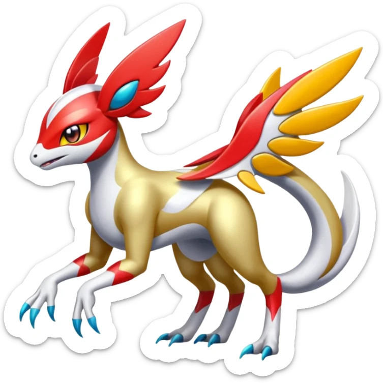 Shiny Colorful Meloetta-Latias-Koraidon-Peppercat-Wargreymon-Protogen-Fakémon-fusion-hybrid-creature sticker