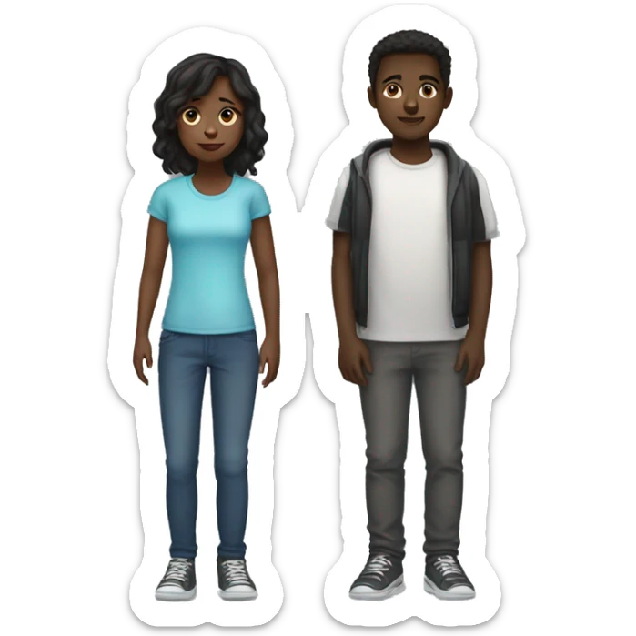  4 Siblings. 3 male. 1 female. The girls are all tall 1 girl is dark skin and the other 3 boys taller and dark skin sticker