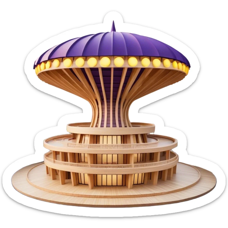 Cinematic Realistic Metropol Parasol Landmark Emoji, depicted with a modern wooden structure set against a vibrant cityscape rendered with detailed textures and dynamic, contemporary lighting. sticker