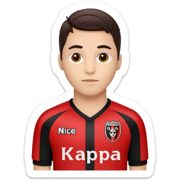 Supporter de L’ogc Nice. Maillot de foot rouge et noir (bandes) logo Kappa.  sticker
