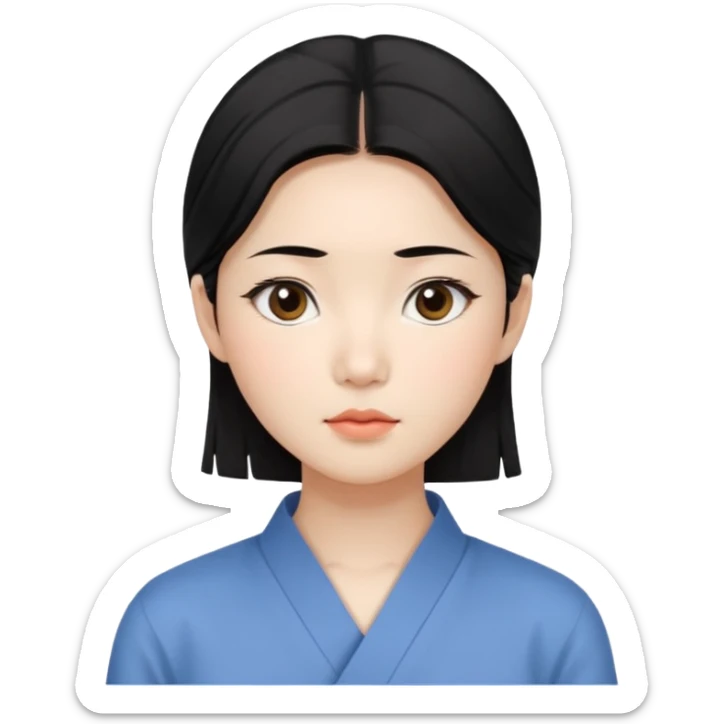Korean woman, East Asian features,
female human face avatar only,
headshot portrait, face only,
thoughtful and calm expression, sensitive mood,
neutral face, minimal expression,
natural black hair, simple hairstyle,
clean background,
no clothes, no body, no accessories,
no cartoon, no fantas sticker