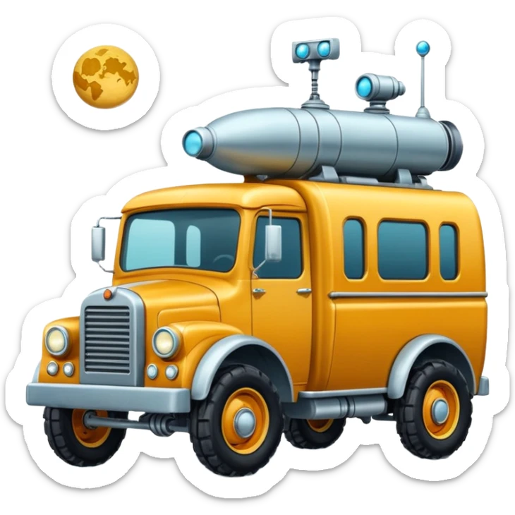  antique tall med truck robotic twelve passenger Moon rover Scooby  sticker