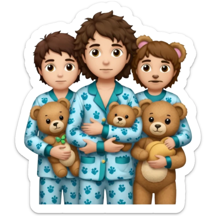 the band greta van fleet wearing pajamas and holding teddy bears sticker