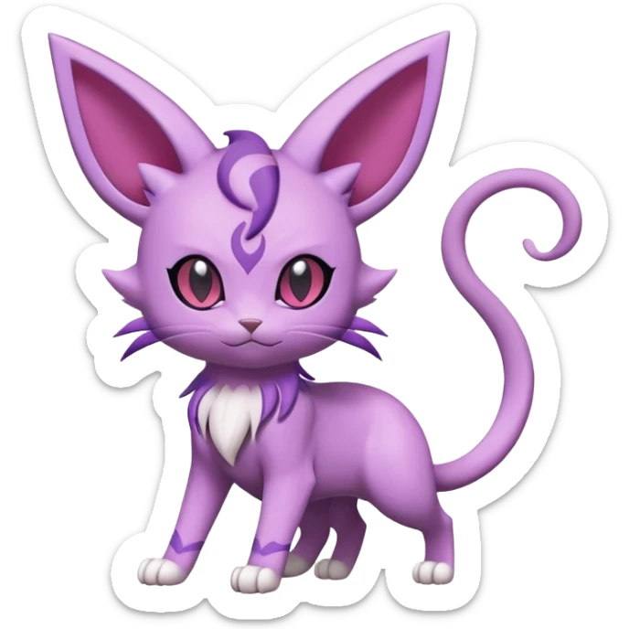 Purrloin-Espeon-Skitty-Pokémon-Fakémon-hybrid-creature (full body) sticker