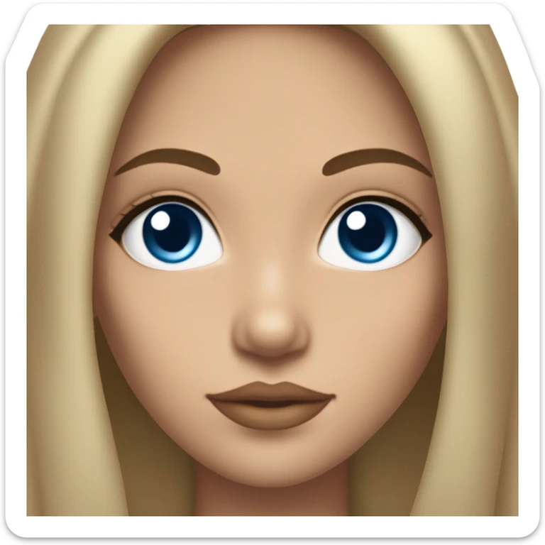 light skin, high cheekbone, solo brown hair girl with blue eyes, medium bust, long blow out hair, baddie, middle part, sultry sticker