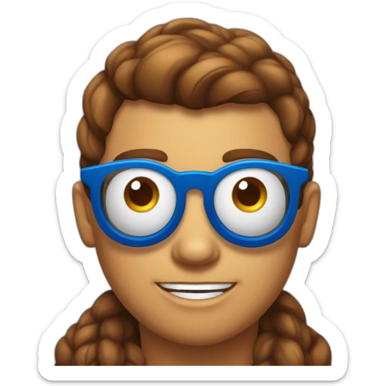 Une araignée qui porte des lunettes marrons avec deux yeux bleus sticker