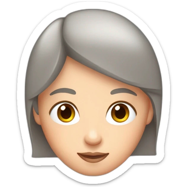Gray straight haired white girl with terracotta t-shirt and sparkles around the head sticker