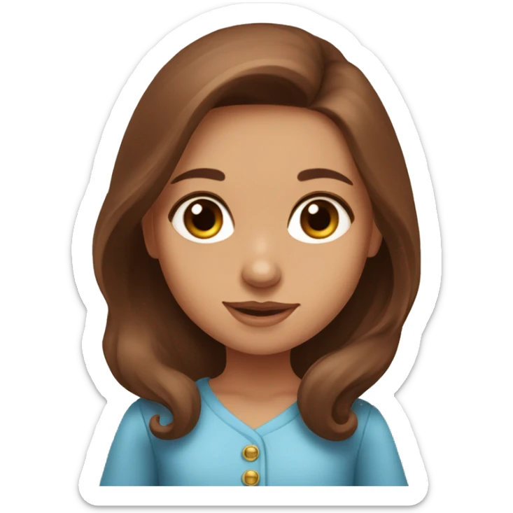 Girl with Blue eyes and Long Brown Hair with Baby dachshund  sticker