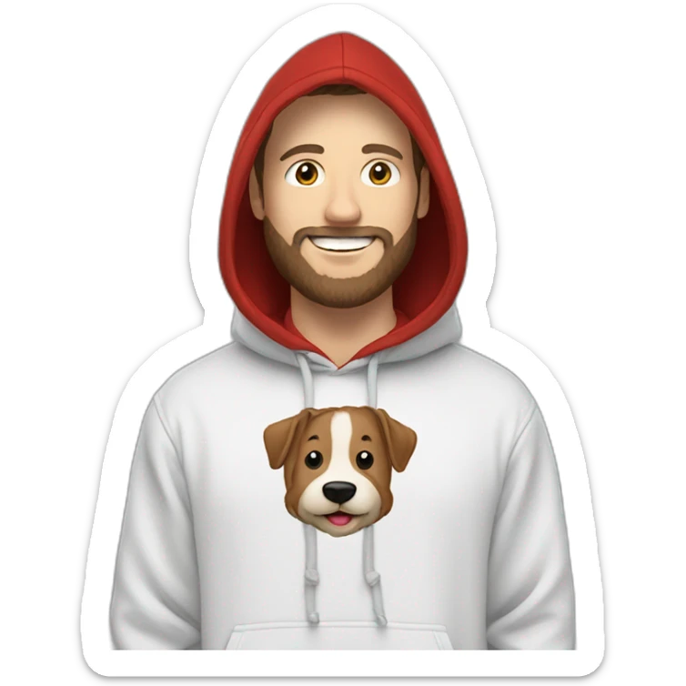 white dude smiling with a brown beard and short brown hair with a red hooded hoodie with "Posh" embroidered on the hoodie sticker