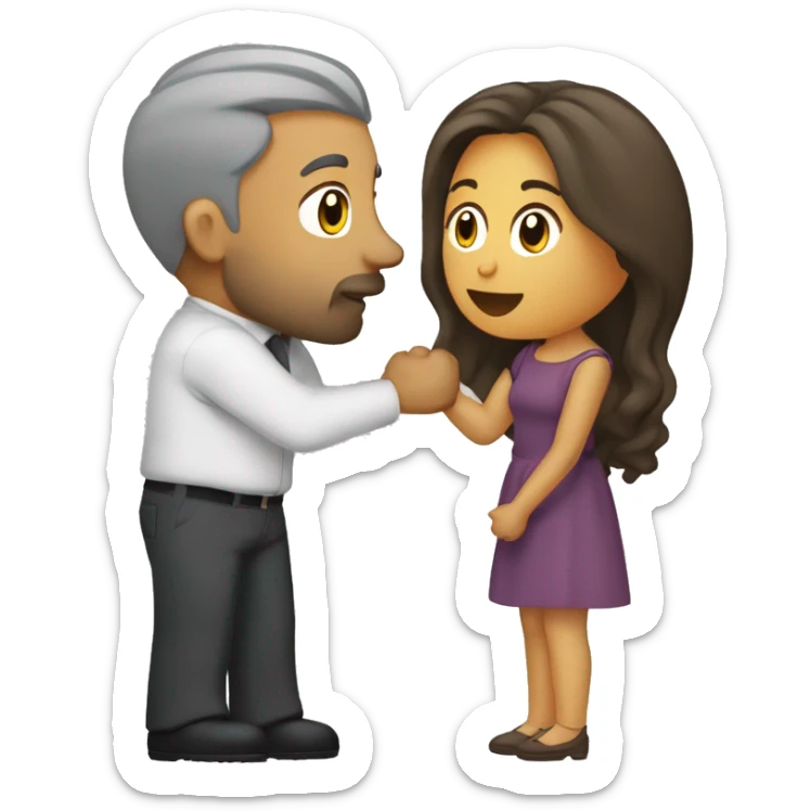 beso pareja mujer blanca pelo lacio y hombre moreno pelo crespo  sticker