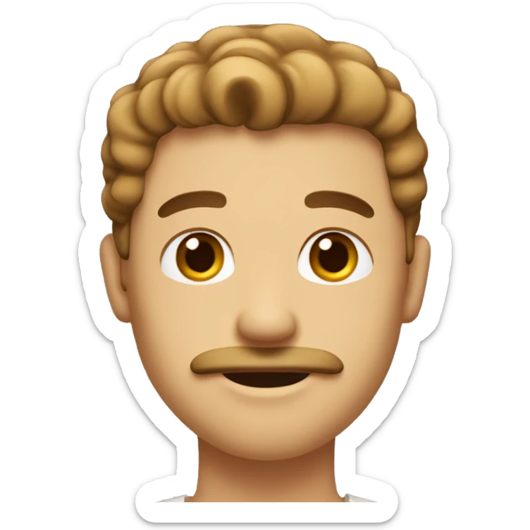 Men with little of culry hair and a mustache from the lips and color of skin light brown sticker