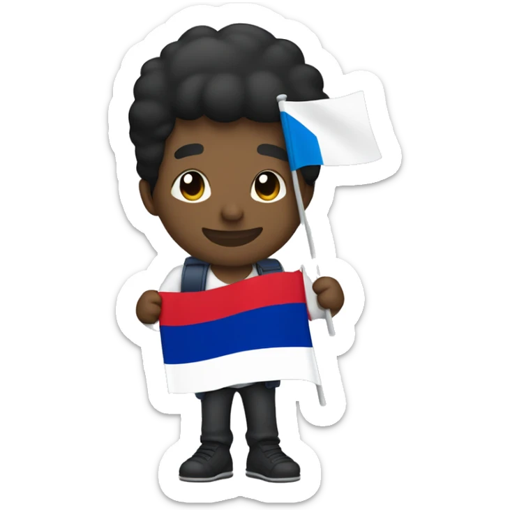 A Dominican man holding Dominican flag is boarding a plane with a Russian flag on it sticker