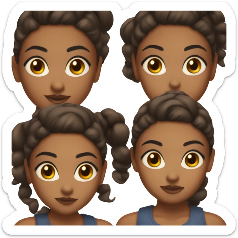 A brown skin girl with dark brown eyes, dark brown eyebrows, wearing a crop top and a slicked back bun ￼ sticker