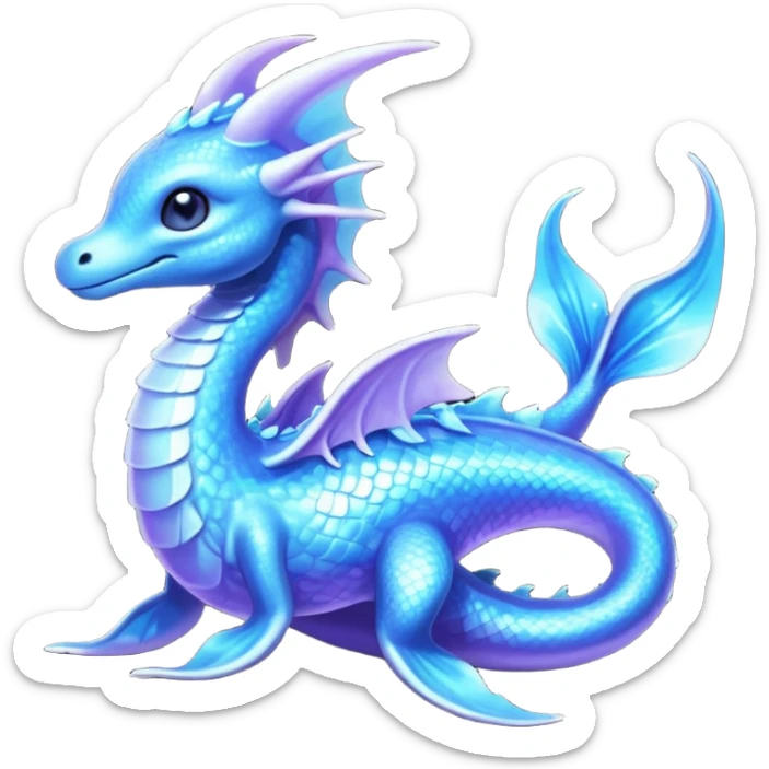 Shiny Sparkly Iridescent Bioluminescent Glowing Lumineon-Amaura-Dragonair-Fakémon-hybrid-creature (full body)  sticker