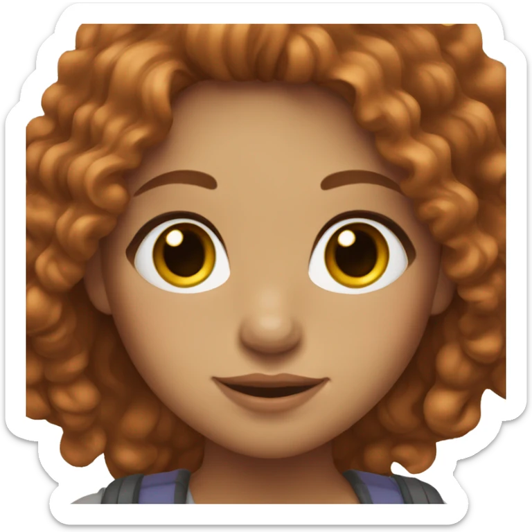 a girl with long auburn curly hair, brown eyes and long lashes  sticker
