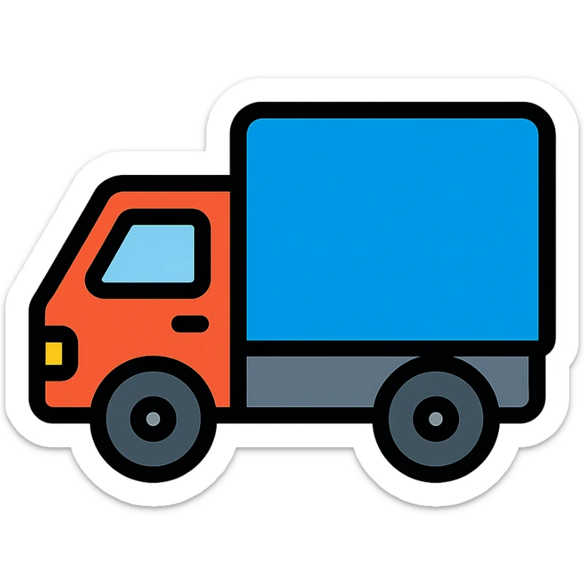 a detailed icon of a truck with black outlines and color fill sticker