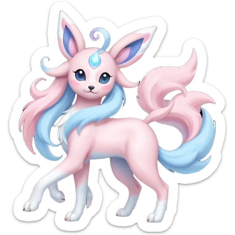 Pastel Lunar Celestial Absol-Sylveon-Umbreon-fusion (full body) sticker