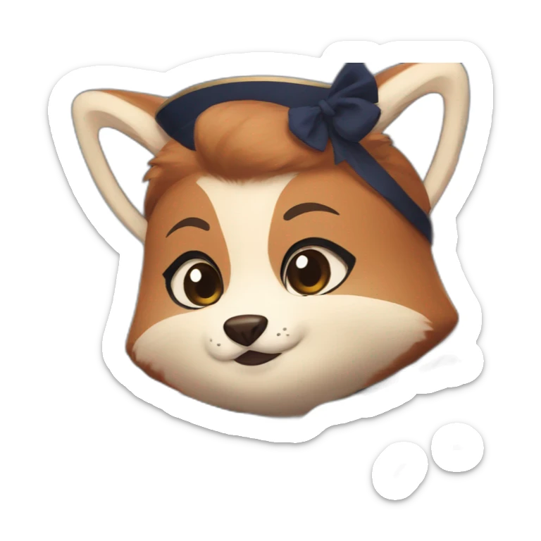 Retsuko The Red Panda Who Wears pair of Brown Show And DARK blue Woman uniform sticker