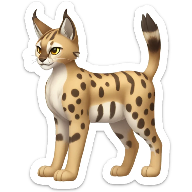 Striped and spotted Lynx-Caracal-Fakemon-hybrid full body sticker