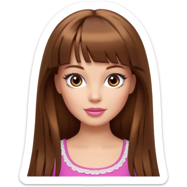 barbie merliah summers with girl with brown hair and brown fringe and light brown eyes  sticker