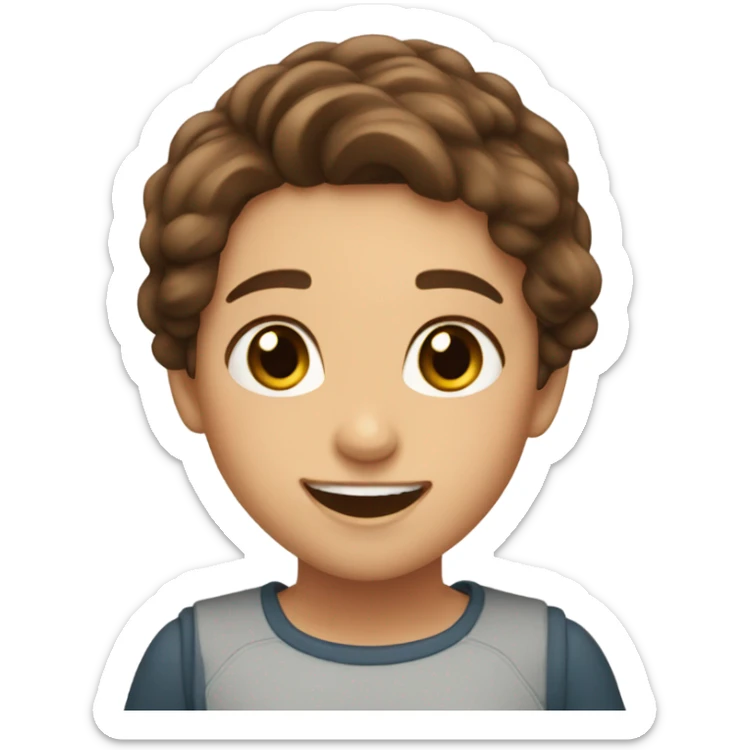 So super excited girl brown hair brown eyes pretty sticker