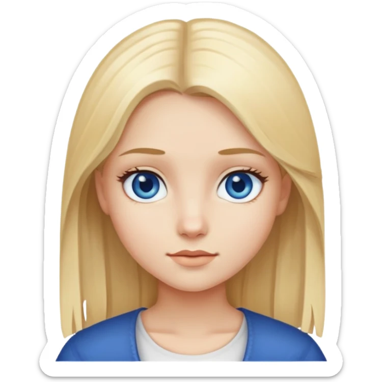 Girl with blonde straight hair and dark blue eyes sticker