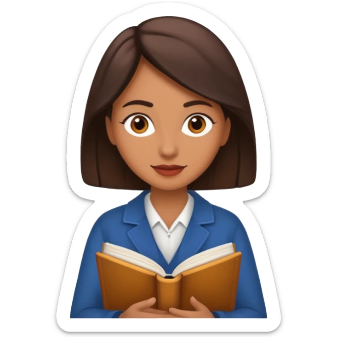 An emoji of a woman, a writer, aspiring novelist, with a book, a novel and storyteller sticker