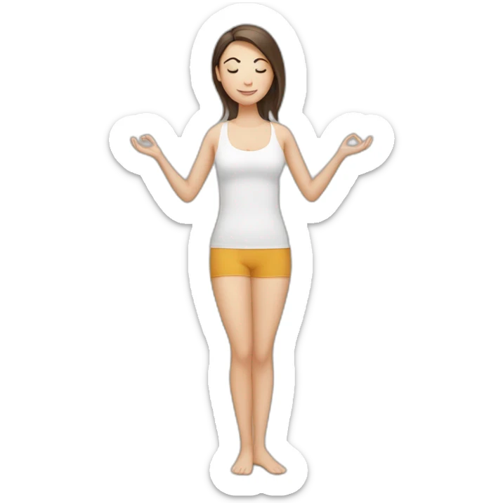 White girl brunette hair in Tadasana yoga sticker