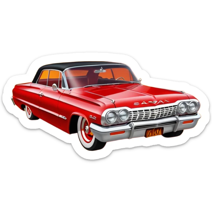 Satan’s streamlined Hot rod custom 1964 impala low rider four door carbon fiber hood   driving through hell  sticker