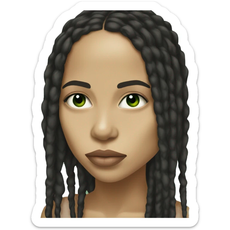 Zoë Kravitz, portrait, with dread, light skintone, green eyes sticker