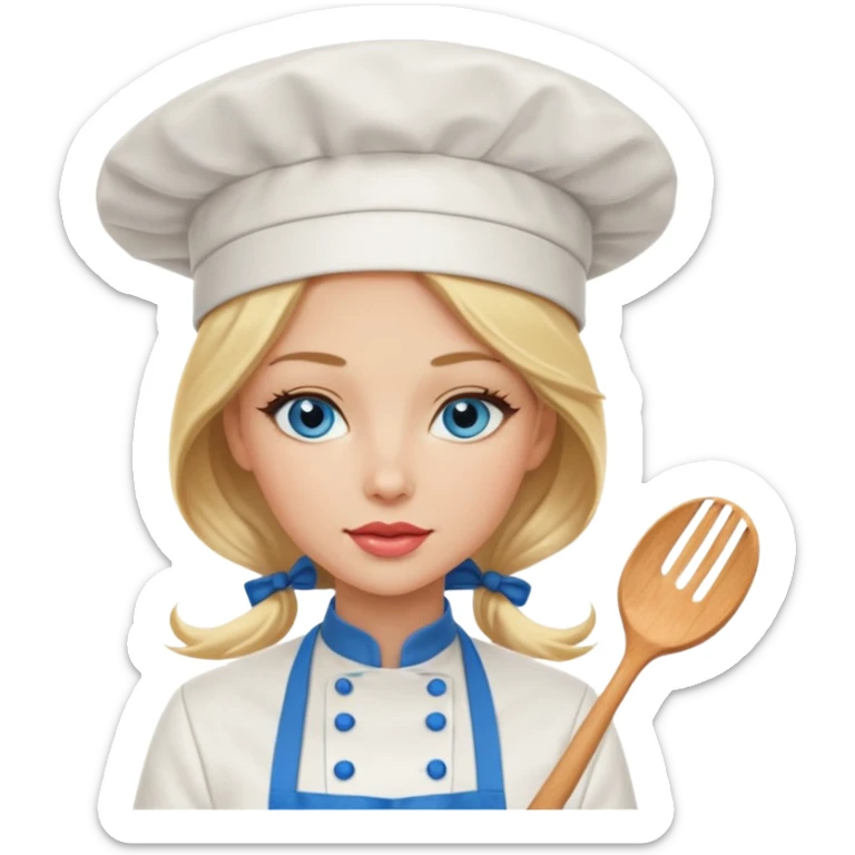 Beautiful, sexy,  long blonde hair, blue eyed, full lips female chef sticker